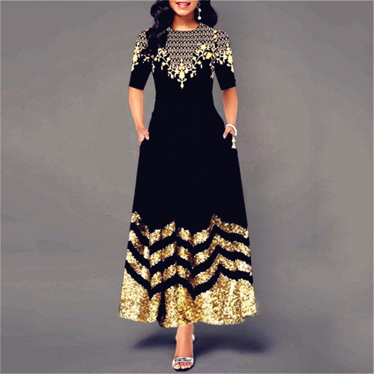 Bef123-Robe longue vintage à volants pour femmes, tenue de soirée élégante, grande taille 5XL, nouvelle collection printemps été