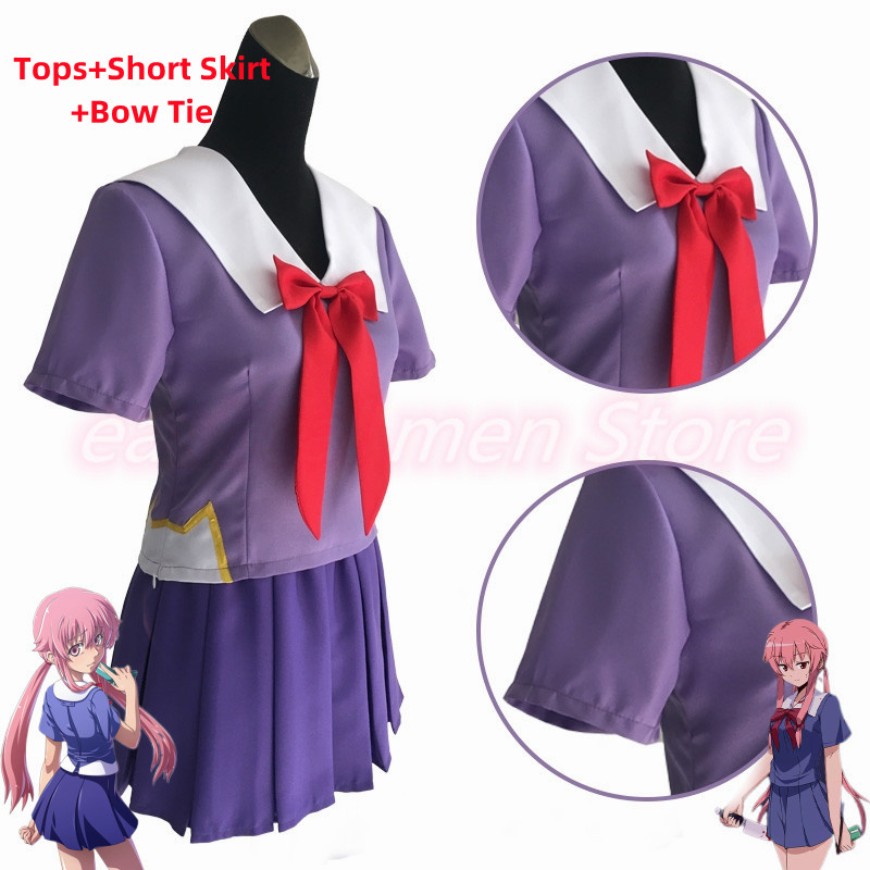 Costumes de Cosplay de Dessin Animé 2nd Mirai Intérieur ki Gasai YLOT pour Femme, Uniforme de Marin, Robe Lolita, ixde Carnaval, Perruque à Nministériels d Rouge, Ensemble Complet