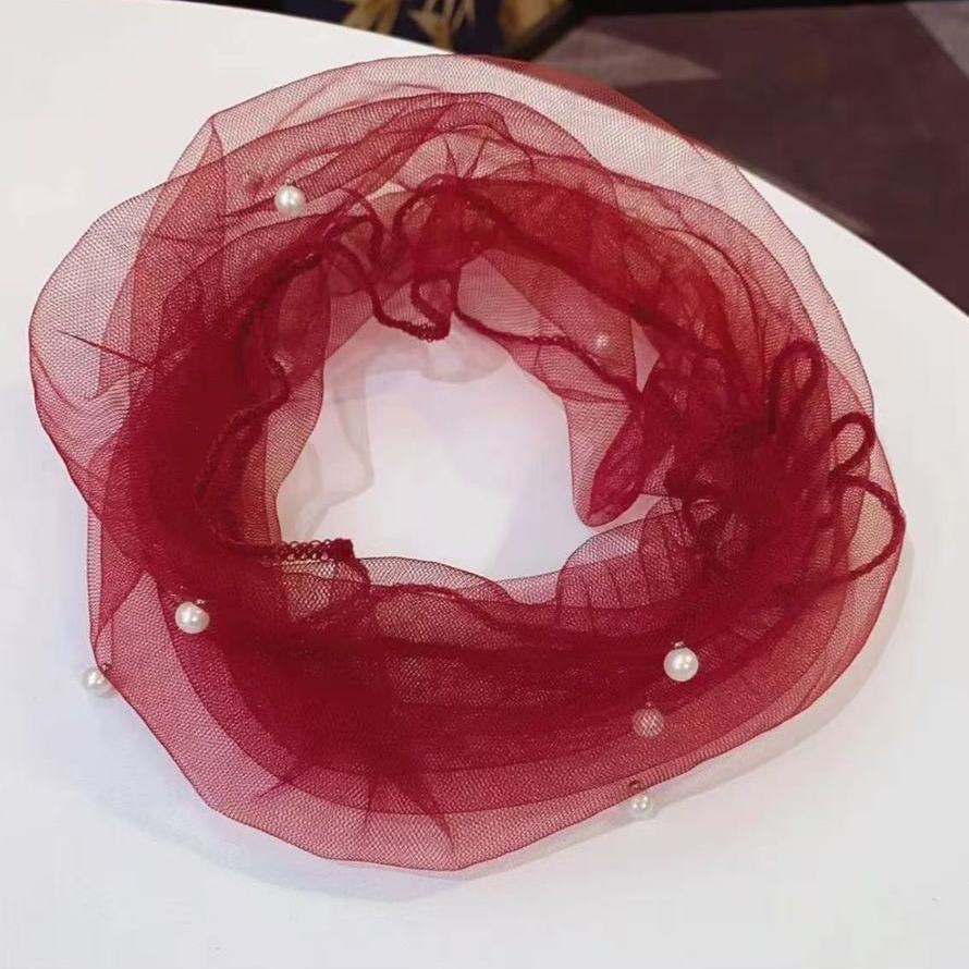 Écharpe en dentelle perlée pour femmes avec maille printemps-été pour la protection du cou et la protection solaire, écharpe à la mode, légère et respirante