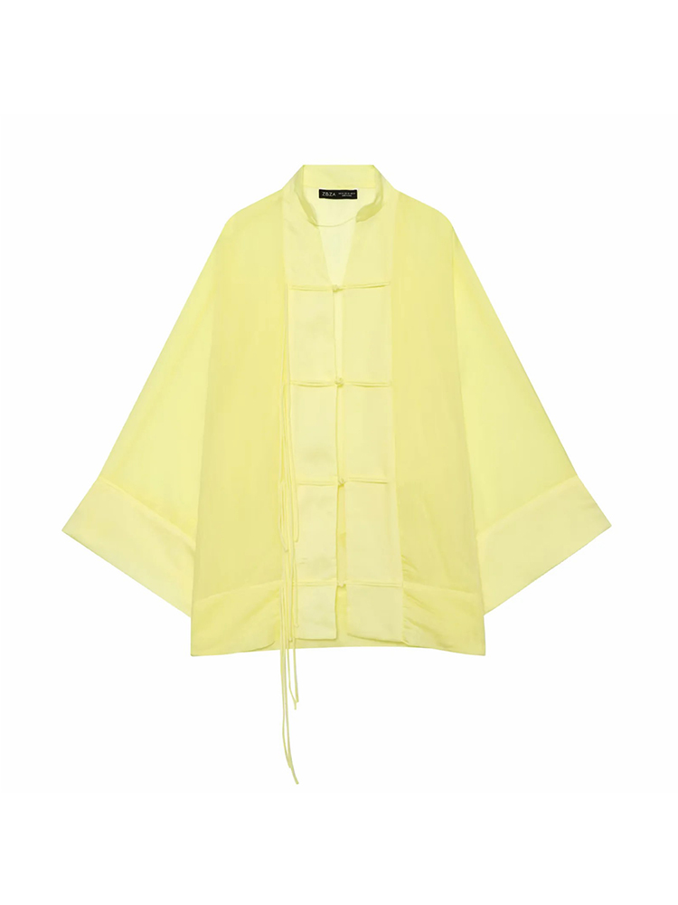 Chemisier élégant pour femme, chemise ample à manches longues, chemise décontractée à simple boutonnage, haut transparent fin et tendance