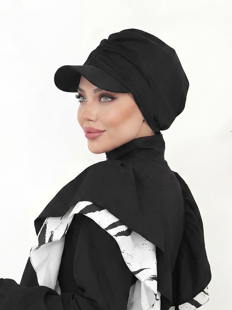Casquette de baseball pour femmes musulmanes, hijab noir uni, turban, couvre-chef islamique quotidien, foulard modeste pour les sports de plein air et le quotidien