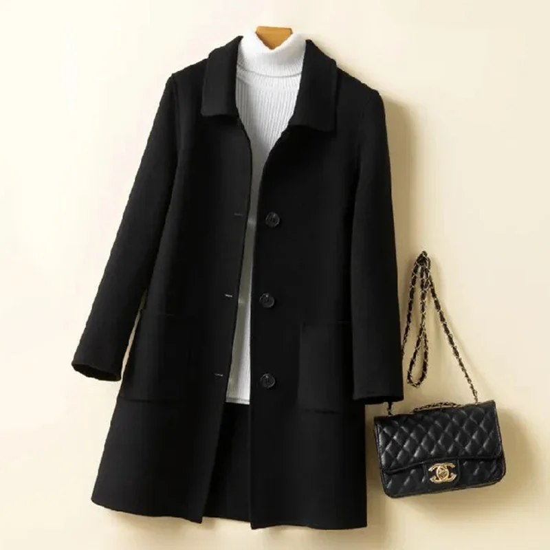 Manteau en laine confortable pour femme, Chic, polyvalent, couleur unie, extérieur quotidien, polaire thermique, nouvelle collection hiver 2024