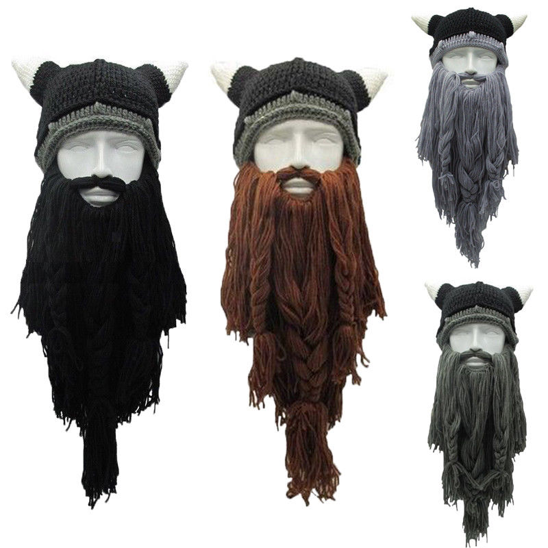 Chapeau de corne de barbe unisexe, bonnet de masque de ski, bonnet de vagin barbare, chapeau cool et chaud, cosplay d'Halloween, unisexe, 2019