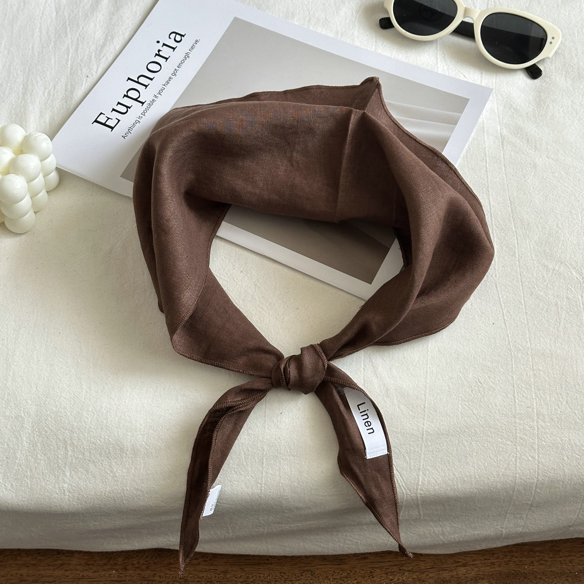 Nouveau foulard en soie solide 100% lin confortable respirant Style Mori mince Protection du cou écharpe printemps et automne reliure triangulaire