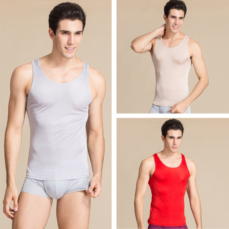 Sous-vêtements sans manches pour homme, 100% soie, gilet fin et fin, confortable et respirant, vêtement basique gratuit