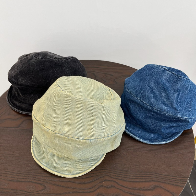 Casquette de peintre octogonale en jean rétro tendance pour hommes et femmes, style japonais polyvalent, casquette de newsboy à large bord souple, Gorra