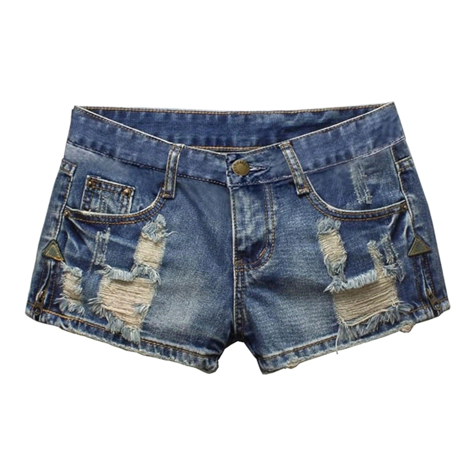 Shorts en jean délavé vintage pour femme, coupe ample, jambe large, déchirés, style décontracté, pour l'été, la plage et les occasions décontractées