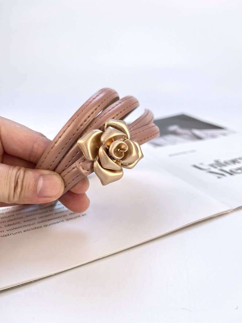 Ceinture fine en cuir pour femmes, taille florale, peau de vache fine avec pull, ceintures pour robe, marque de luxe de styliste, nouvelle collection