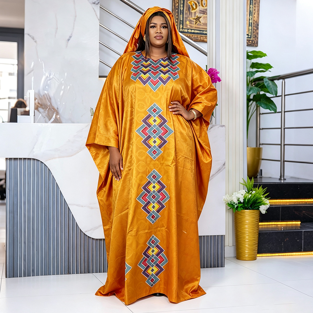 Robes Africaines pour Femmes, Robe de Soirée Traditionnelle Grande Taille, Vêtements de Mariage et de Fête, Robe de Luxe Broderie Bazin Riche