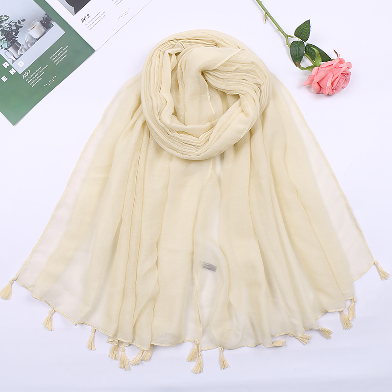 Écharpe en Viscose à Pompon Uni pour Femme, Hijab, Châle de Créateur Musulman, 2023x90cm, 180
