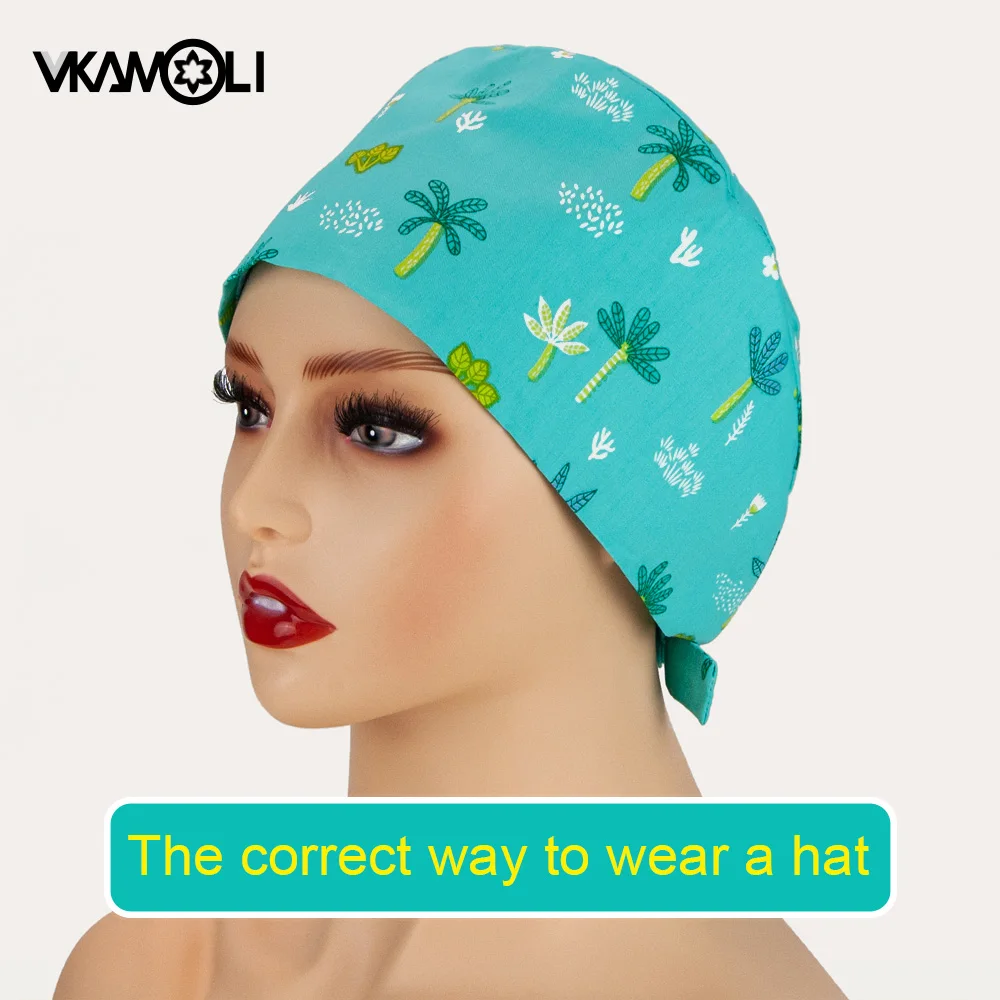 Bonnets de coton pour professionnels de la santé en salle d'opération, jolis bonnets d'infirmière pour cheveux longs, bonnet chirurgical