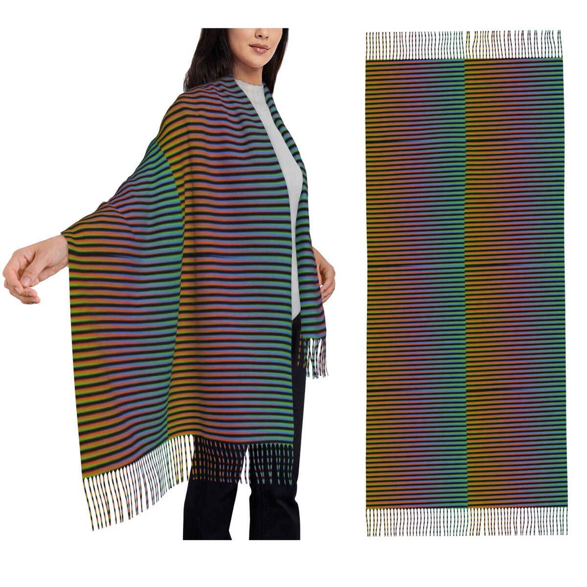 Carlos Cruz Diez Venezuela écharpe gland foulards femmes doux chaud châles et enveloppes grand automne hiver châle Wrap