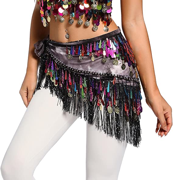 Coins orientaux ceinture femmes danse du ventre Costumes accessoires paillettes gland hanche écharpe danse du ventre ceinture hanche écharpe danse du ventre