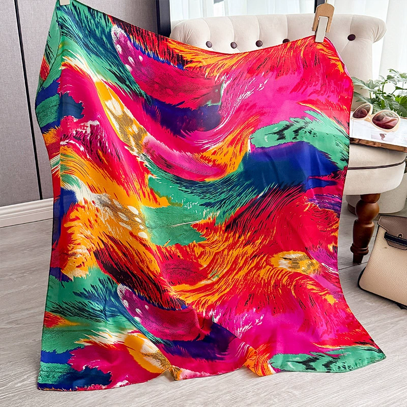 Nouvelle Arrivée 2026 – Foulard de Luxe Imprimé 90 cm, Motif Floral Rétro, Carré, pour Femmes