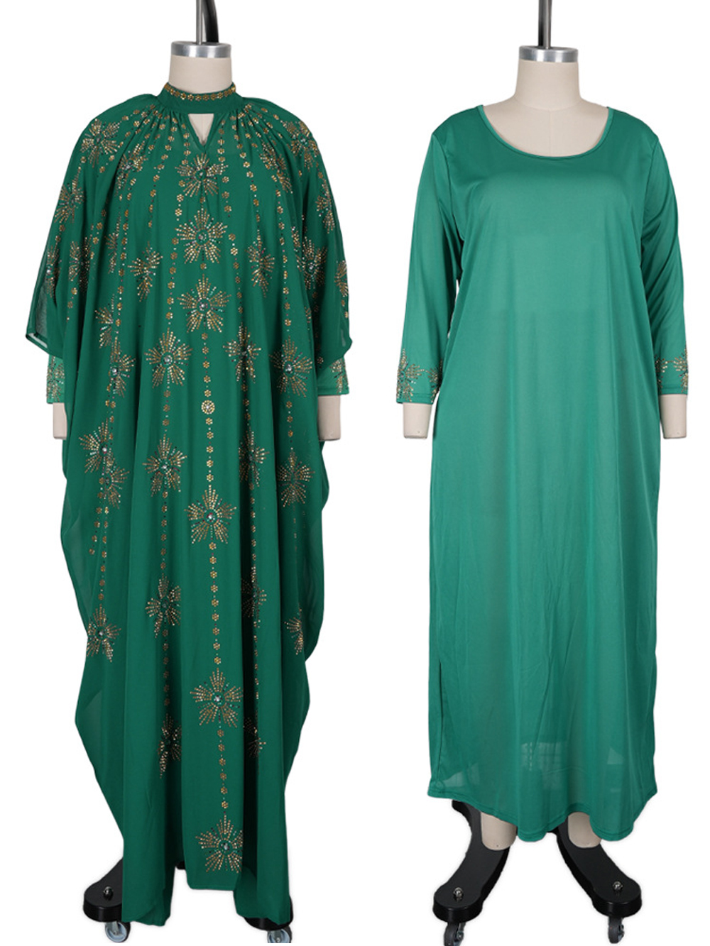 Robes en mousseline de soie pour femmes africaines, taille plus, ensemble de 2 pièces, vêtements pour mariage, fête, robe de soirée de luxe, kaftan musulman, abaya, Dubaï