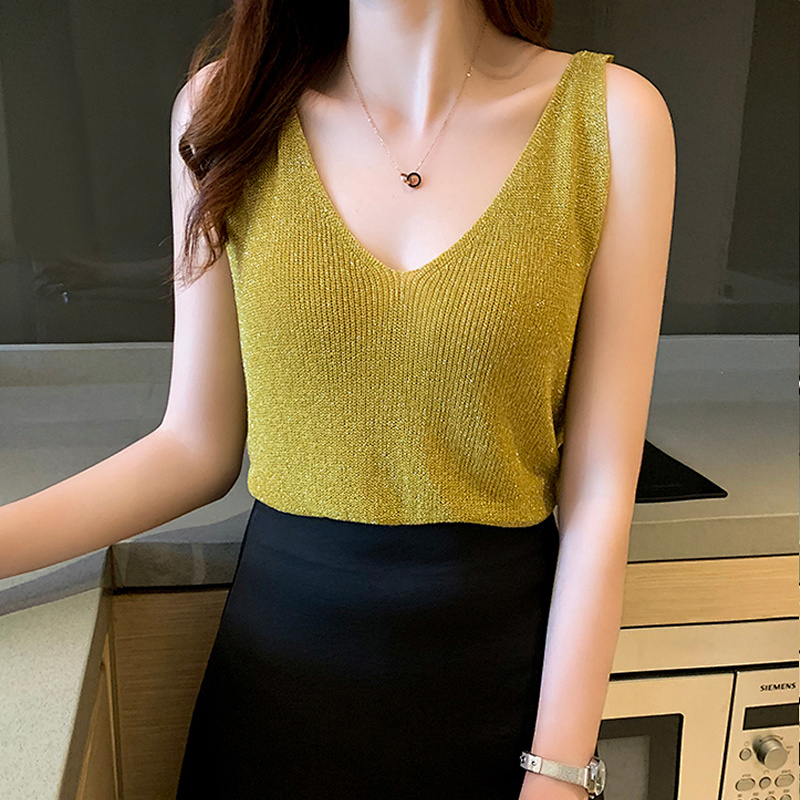 Débardeur en soie brillante pour femme, vêtement d'été, élastique, blanc, tendance, mode coréenne, élégant