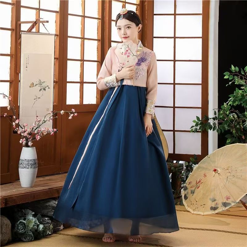 Robe Hanbok pour femmes, vêtements traditionnels coréens, Robe de palais ancien, col en v, Robe de mariée de spectacle national, Style Asien