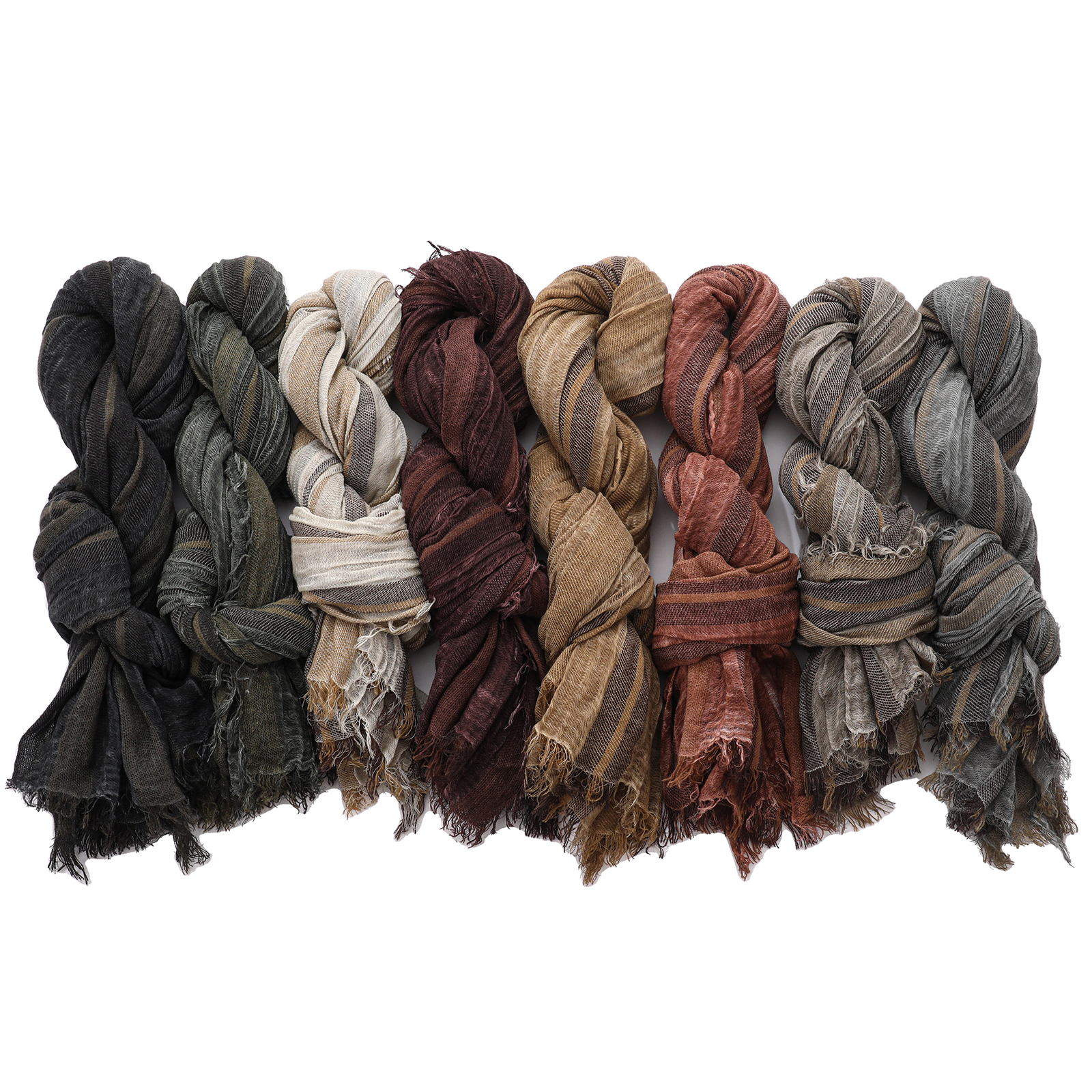 Mode rayé coton lin hommes écharpe automne hiver chaud Pashmina foulard mâle accessoires court gland Bufanda silencieux