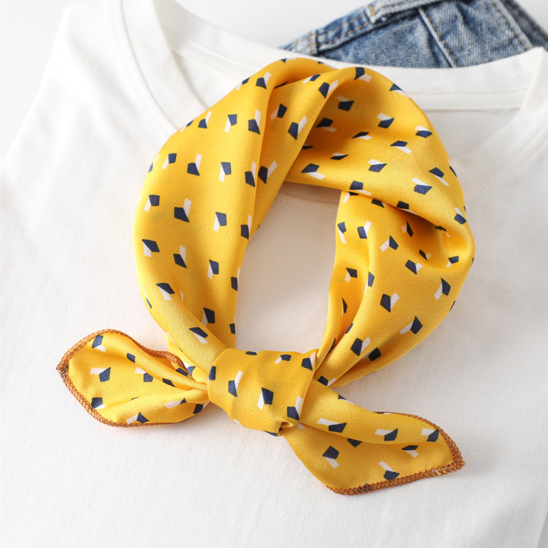 Écharpe en satin imitation soie pour femmes, foulard carré imprimé numérique, 50cm, à pois, à rayures, multi-styles, accessoire de mode