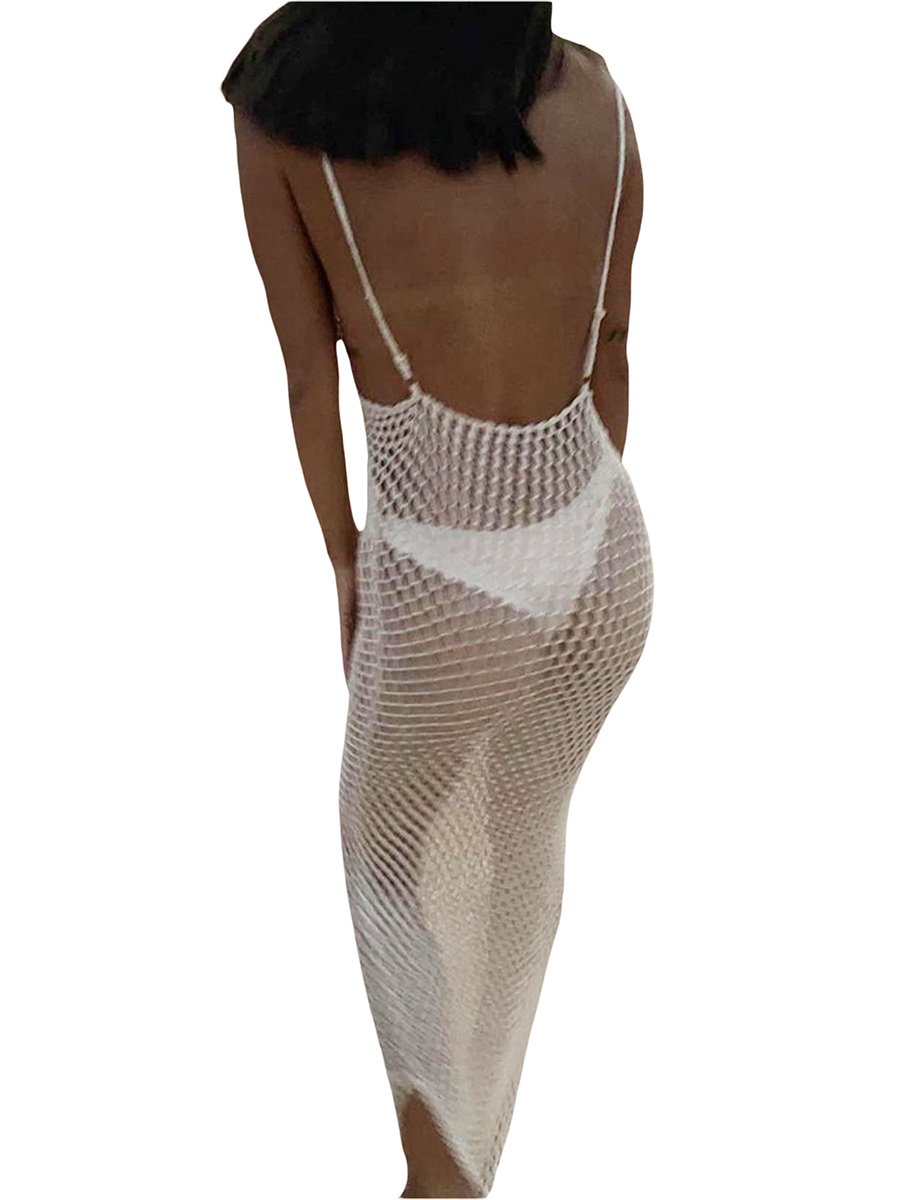 Robe de plage dos nu découpée au crochet pour femmes, maillots de bain bikini, vêtements de plage d'été trempés