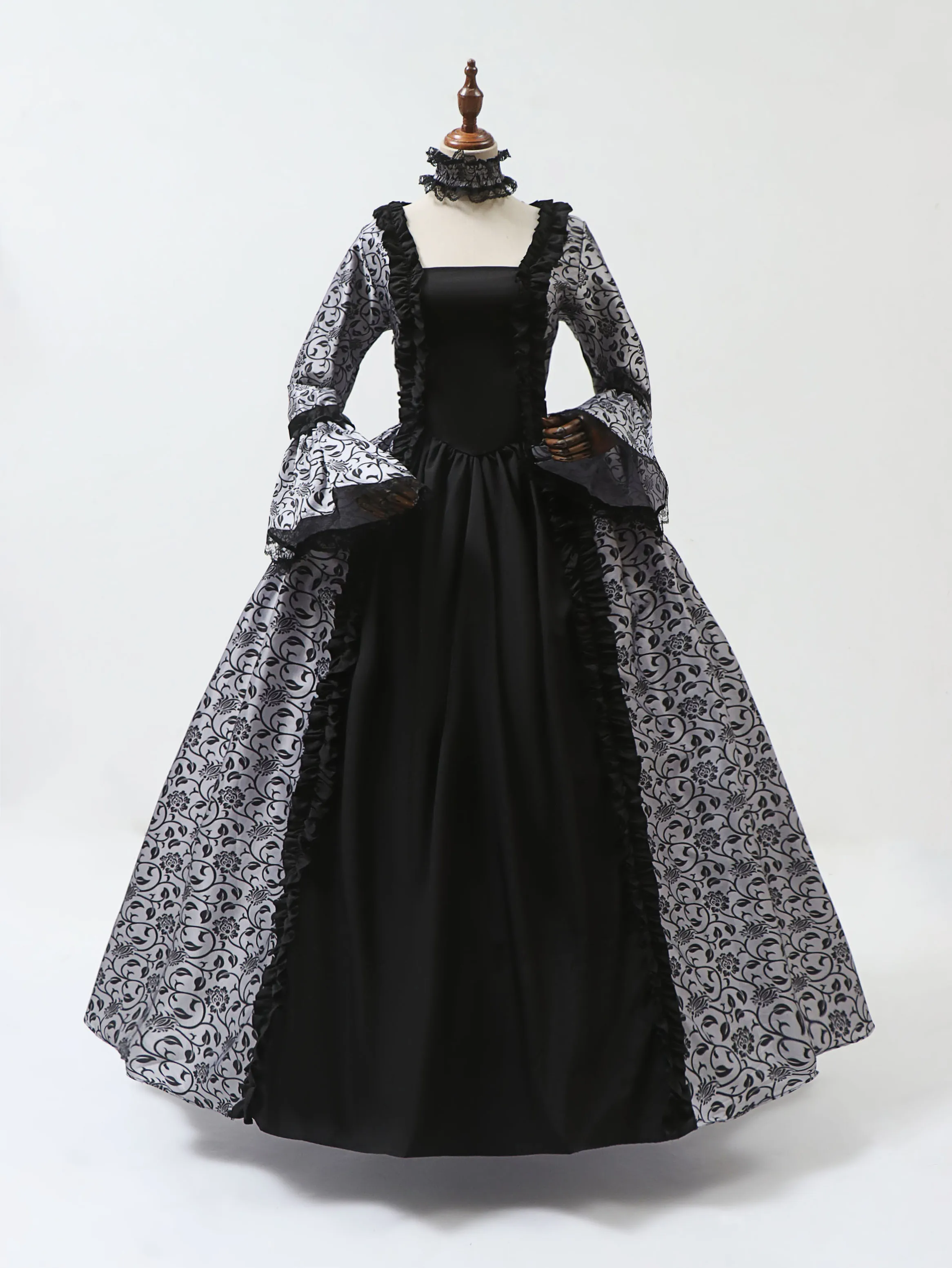 Cosplay Marie Antoinette Robe médiévale manches évasées victorien fête Robe formelle Renaissance gothique Robe florale