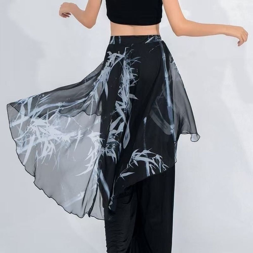 Jupe mi-longue en mousseline de soie à taille haute, motif floral, légère, en dentelle, transparente, style Y2K streetwear