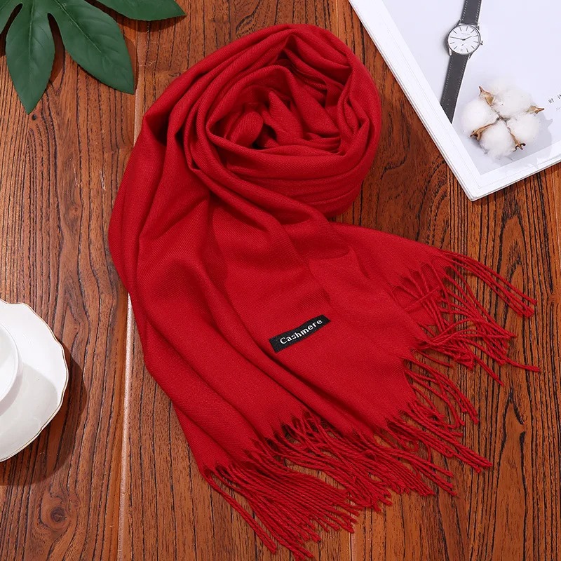 Mode coton foulards femme 200-35 cm Galling couleur Pure épaissi longue écharpe frangée Cape frangée Cape enveloppes