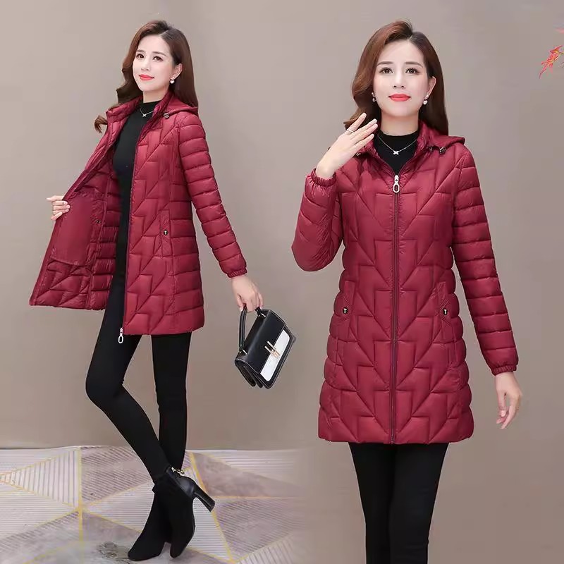 Parka mi-longue légère pour femme, manteau d'automne matelassé en coton, doudoune rembourrée, parka d'hiver 6XL 2026