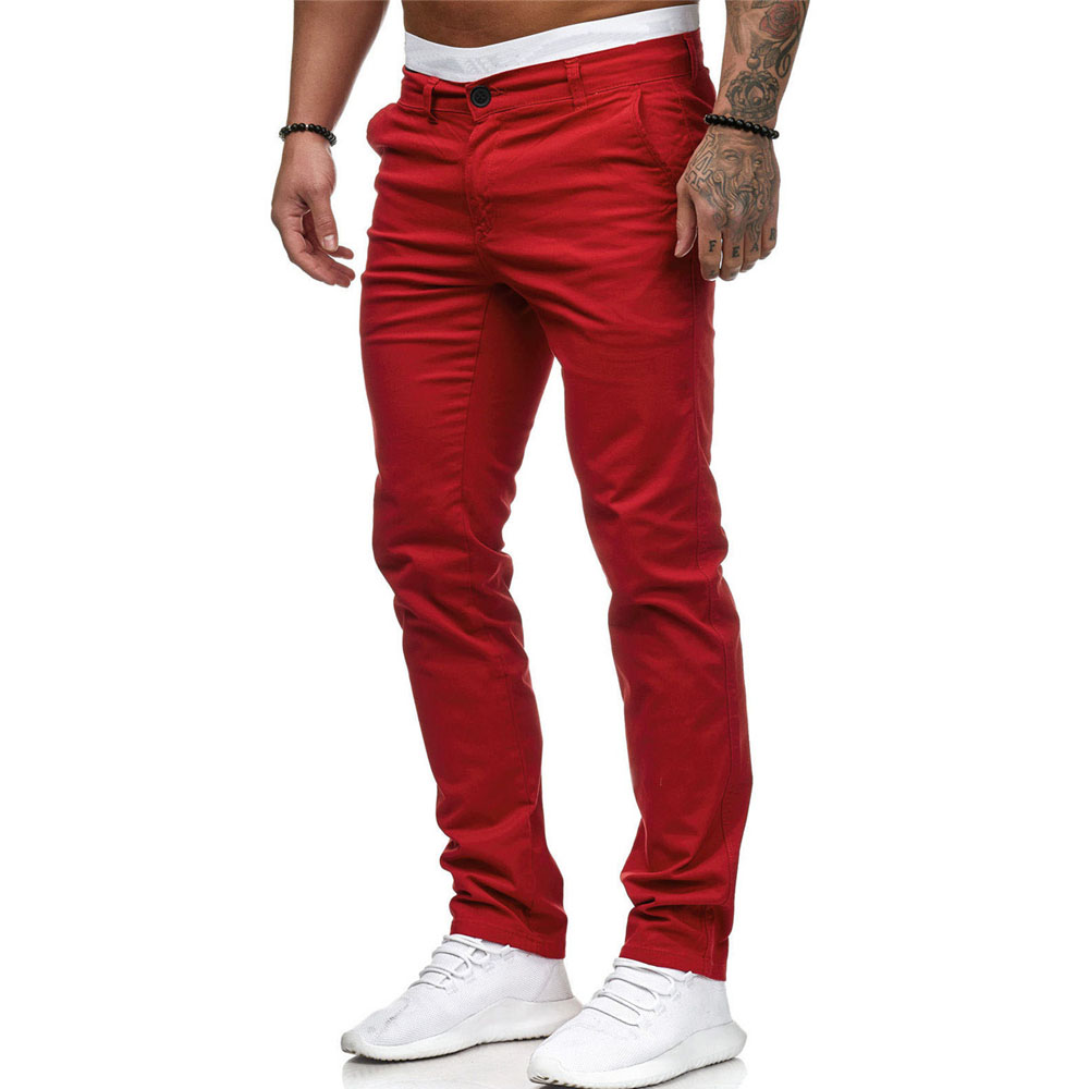 Hommes pantalons minces automne mâle un bouton couleur unie vêtements de travail droits pantalons complets BSD-8816