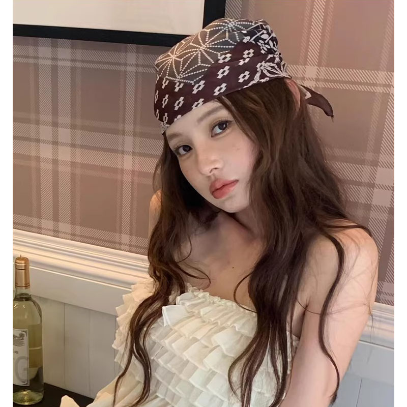 Foulard carré en pur coton Paisley pour femme, écharpe de cou et de cheveux, motif imprimé, bandana tendance pour fille, 70*70cm