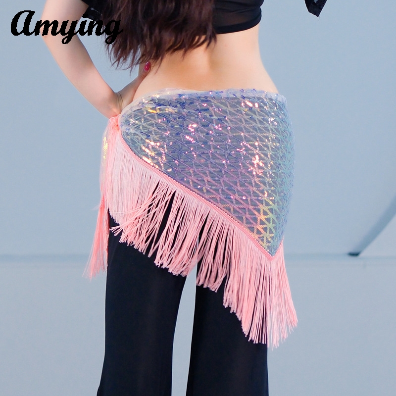 Nouvelle danse du ventre hanche écharpe pour femmes Fitness tendance danse sport gland Triangle écharpe scintillante hanche écharpe gland taille chaîne