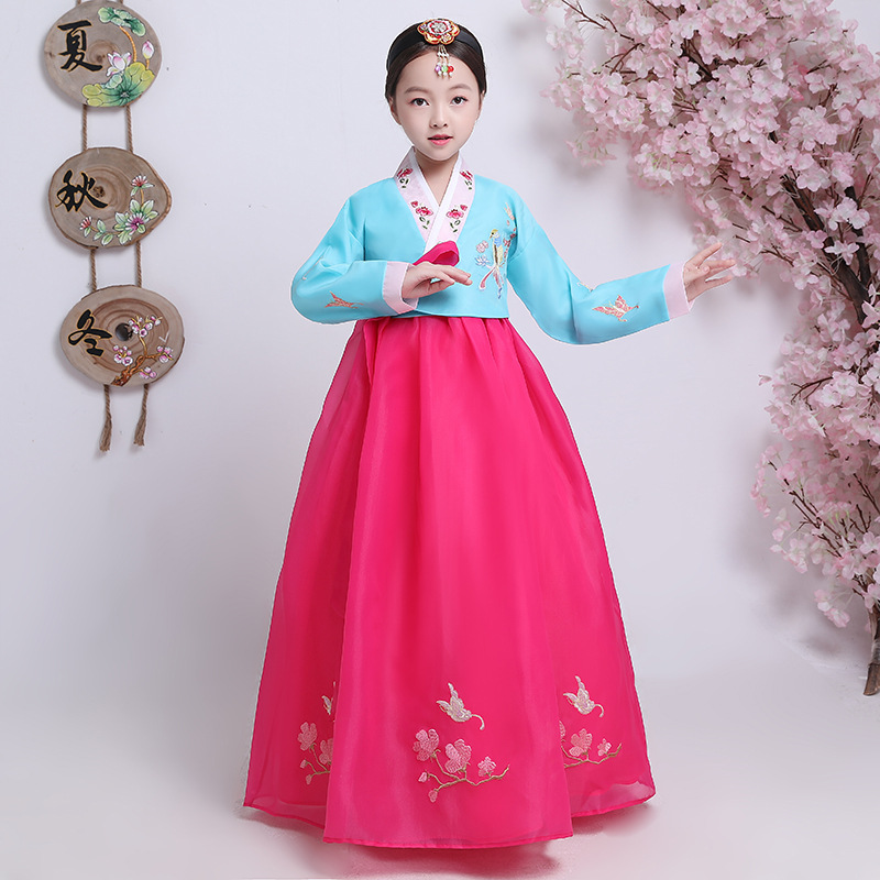 Robe traditionnelle Hanbok pour enfants, costume de princesse coréenne de la cour royale, broderie, vêtements de fête de mariage pour spectacle sur scène