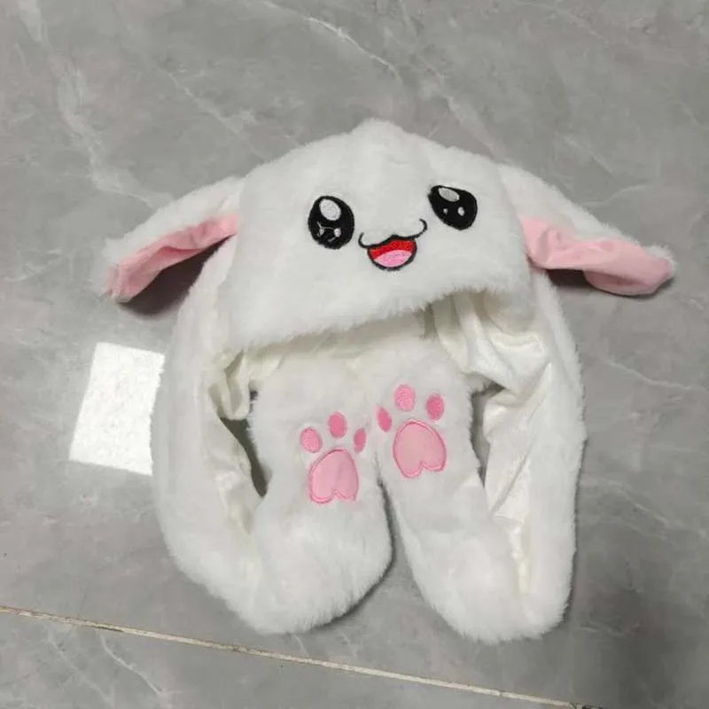 Chapeau en peluche lapin mignon avec oreilles mobiles, casquette amusante en forme de lapin aux oreilles sauteuses, accessoire de tête pour fête d'Halloween et cosplay pour adulte