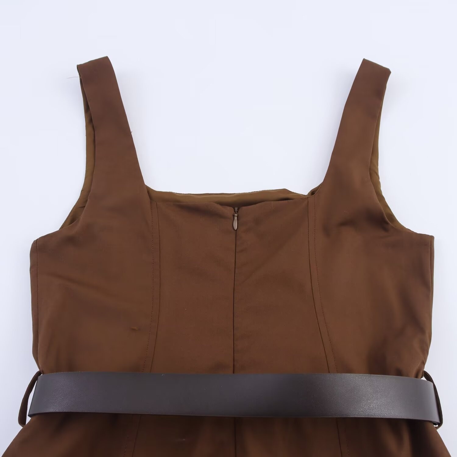 Robe Midi Élégante sans Bretelles avec Ceinture, Style Décontracté et Noble, Tissu Polyester, Nouvelle Collection Été 2025