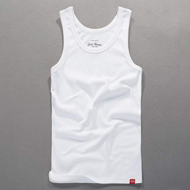 Débardeur en coton pour hommes, mode d'été, Style japonais, couleur unie, col rond, sans manches, Sport, course, décontracté, minimalisme, 2023