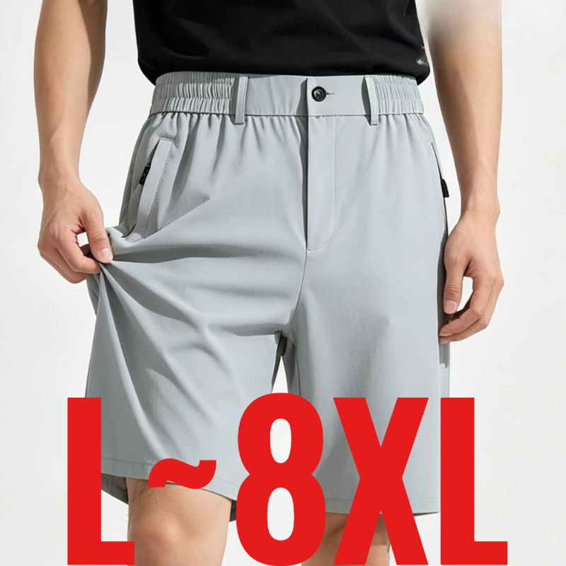 Shorts décontractés pour hommes grande taille 8XL, longueur au-dessus du genou, Bermuda, taille élastique, poche zippée, tissu en soie glacée, vêtements de golf, tailles grandes 44 46.