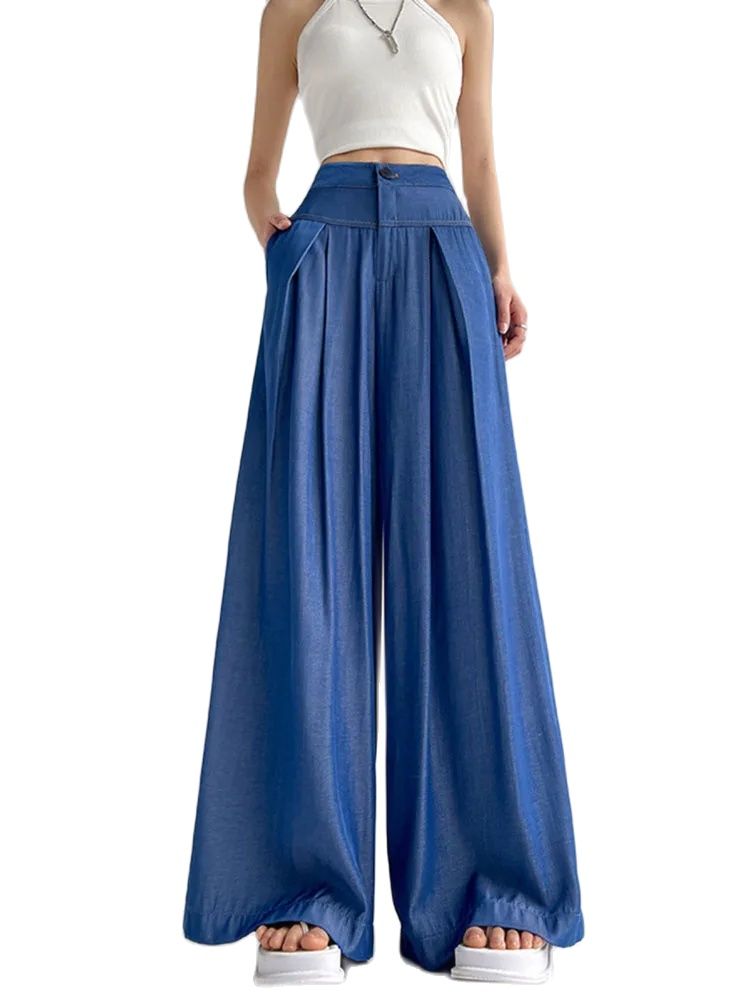 Jean Denim à Jambes Larges pour Femme, Taille Haute, Mince, Décontracté, Élégant, 3 Longueurs, Printemps Été