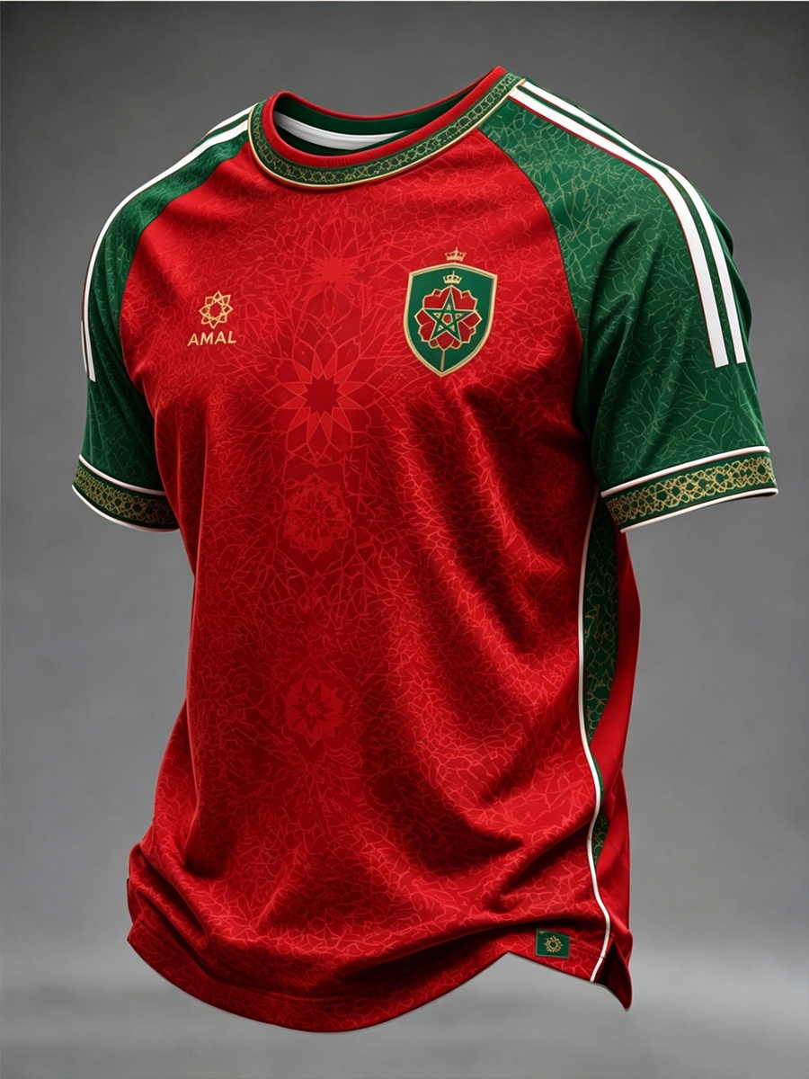 Nouveau Maillot de Foot Tendance Marocaine 2026 pour les Fans, T-shirt Sport Décontracté à Séchage Rapide pour Hommes