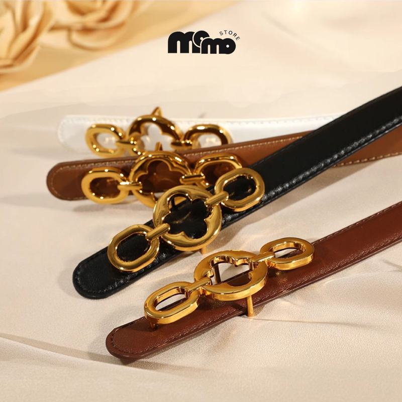 Ceinture classique en cuir pour femmes, avec boucle dorée, idéale pour les robes, les jeans et les manteaux