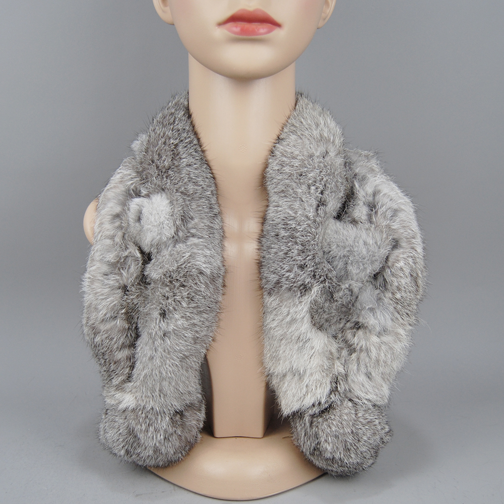Nouvelle Écharpe Chaude d'Hiver 2026 pour Femme en Véritable Fourrure de Lapin avec Pompon, Épaisse et Décontractée, Foulard Tendance en Fourrure Authentique pour Dames, Cache-Cou