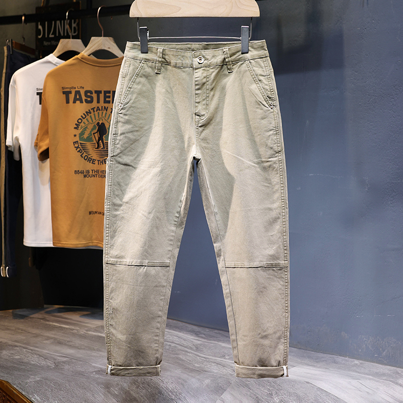 Pantalon sarouel pleine longueur pour hommes, pantalon décontracté, vêtements de créateur, poches latérales fjside, At Fit, moulant, patchwork, Kpop