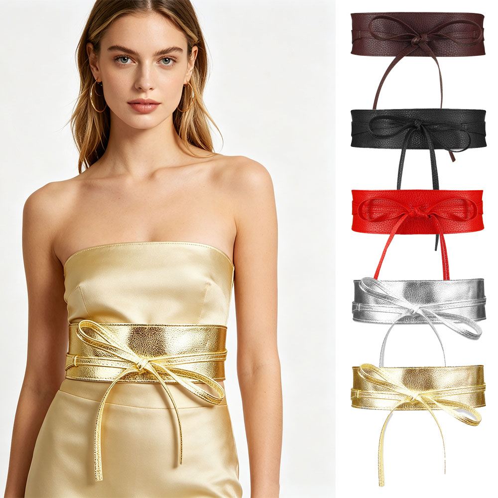 Nouvelle ceinture large pour femme, simple et polyvalente, avec nœud papillon, ceinture corset, accessoire décoratif pour robes