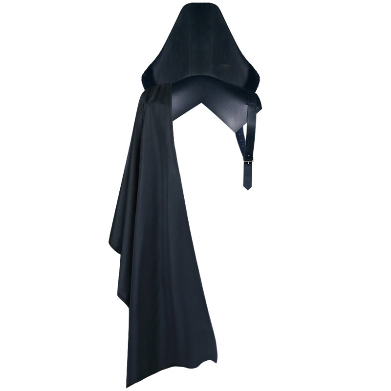Cape chauve-souris asymétrique en PU, style gothique punk, pour adulte, costume médiéval et de la Renaissance, avec capuche de chevalier et col armure, tenue d'Halloween pour homme