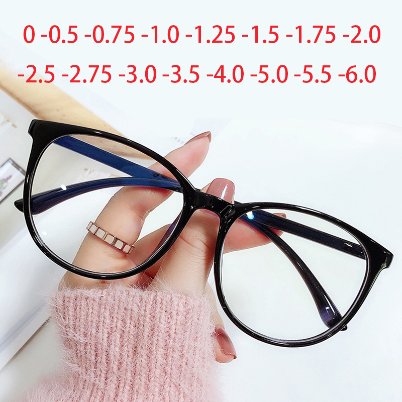 Lunettes transparentes pour myopie, verres de Prescription pour étudiant, myopie, fini noir-1.0 1.5 2.0 à 6.0