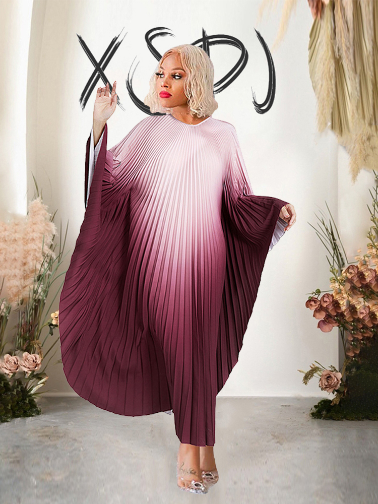Robe de soirée plissée chauve-souris pour femme, élégante et belle, sexy, grande taille 4XL, vente en gros, livraison directe
