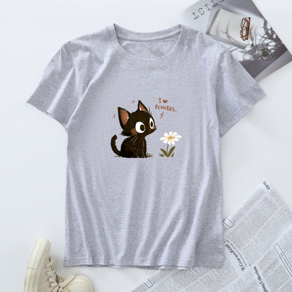 T-shirt en coton pour femmes mode Kawaii Harajuku chat graphique t-shirts été à manches courtes femme T-shirt hauts femme T-shirt vêtements