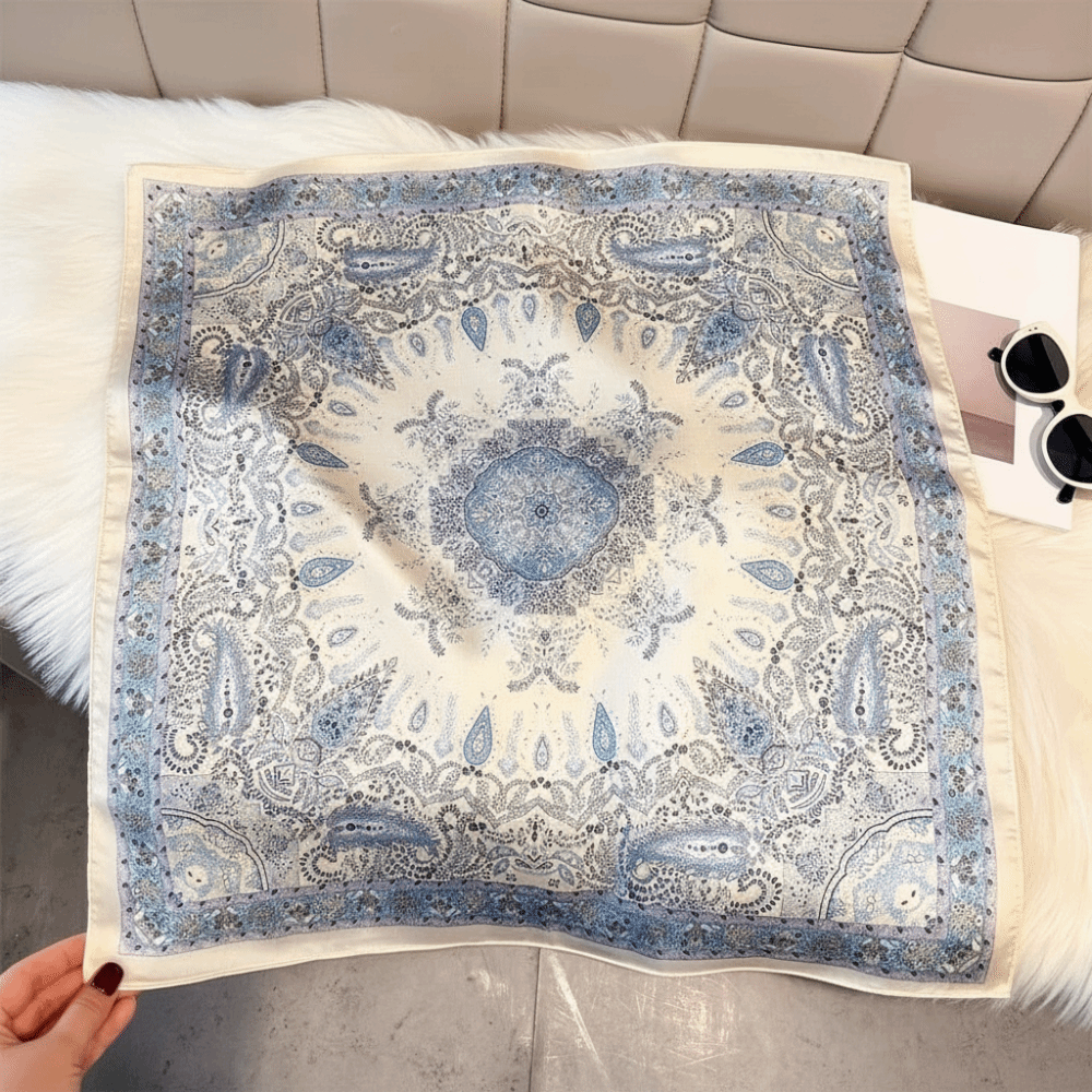 Écharpe élégante à imprimé géométrique, foulard en soie Hip Hop pour filles, bandeau, foulard pour cheveux, petit foulard carré pour femme
