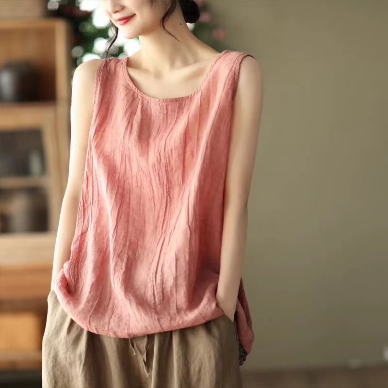 Vêtements pour femmes grandes tailles, été, élégants, couleur unie, coton et lin, respirants, confortables, pour femme de bureau