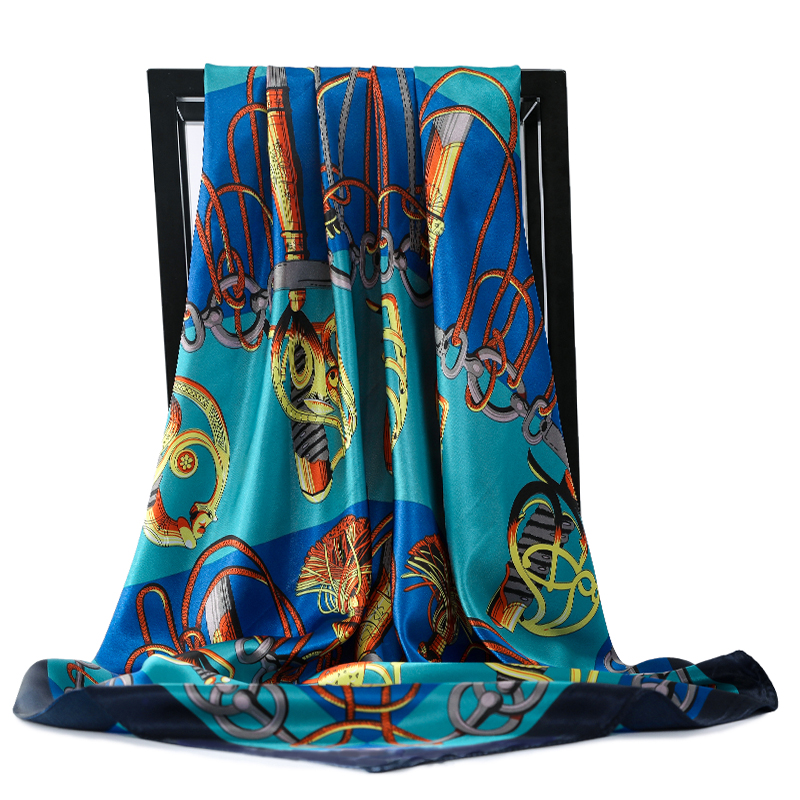 Châles de luxe imprimés 90x90cm, écharpes en soie quatre saisons, bandanas populaires protection solaire, Europe et amérique
