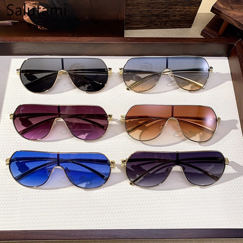 Lunettes de soleil vintage de luxe de marque de créateur, modèle monobloc, pour femmes et hommes, collection 2025, populaires, en métal, surdimensionnées, style punk